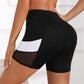 Women's High Waisted Mesh Colorblocked Yoga Shorts with Pockets Tummy Tuck Exercise Shorts