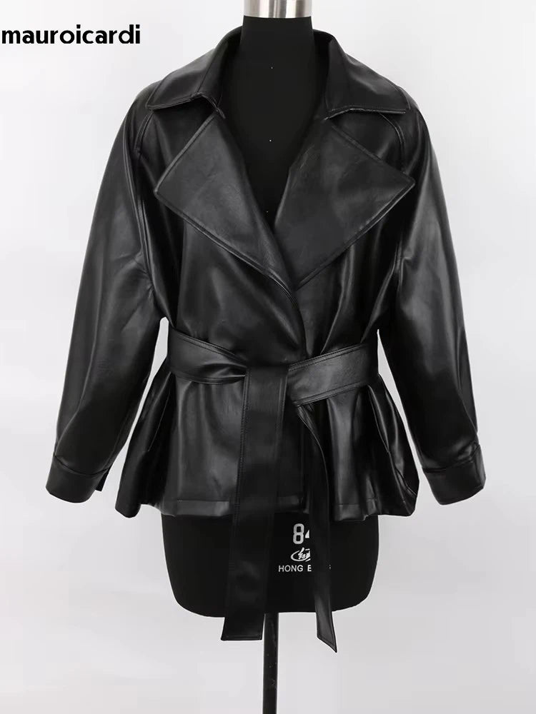 Fitted PU Leather Short Jacket