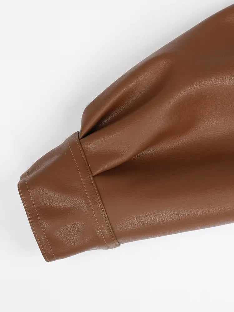 Fitted PU Leather Short Jacket