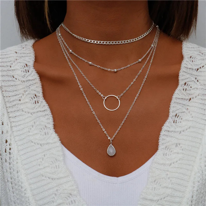 Bohemian Layered Moon Star Necklace