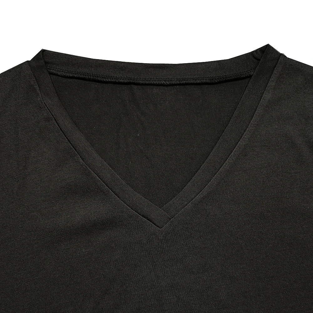 V-Neck Short Sleeve Arc Hem Top