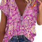 Short Sleeve Printed Zippered Top