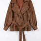 Fitted PU Leather Short Jacket