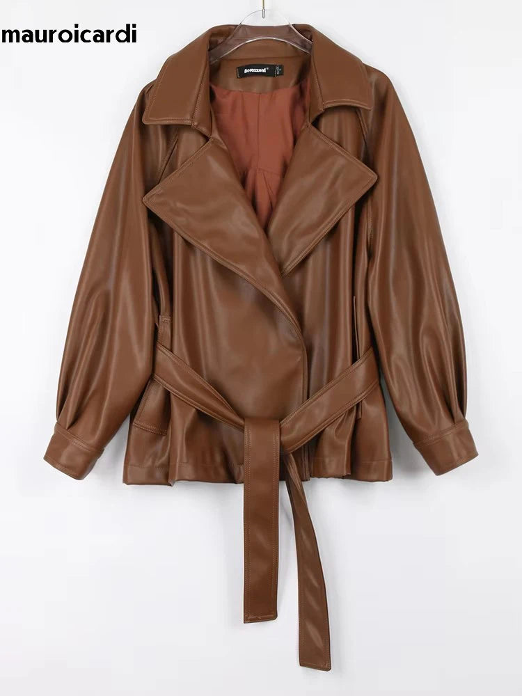 Fitted PU Leather Short Jacket