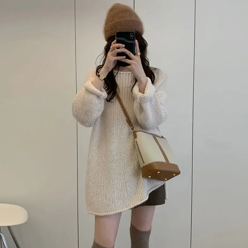 Korean Style Idle Knitted Sweater Slimming Long Sleeve Loose Fit