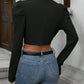 European and American fashion versatile long sleeved short cardigan casual suit jacket top