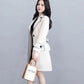 2025 New Suit Collar Trench Coat Spring And Autumn Fashionable Mid Length Jacket Female Double Layered Outwear White Windbreaker