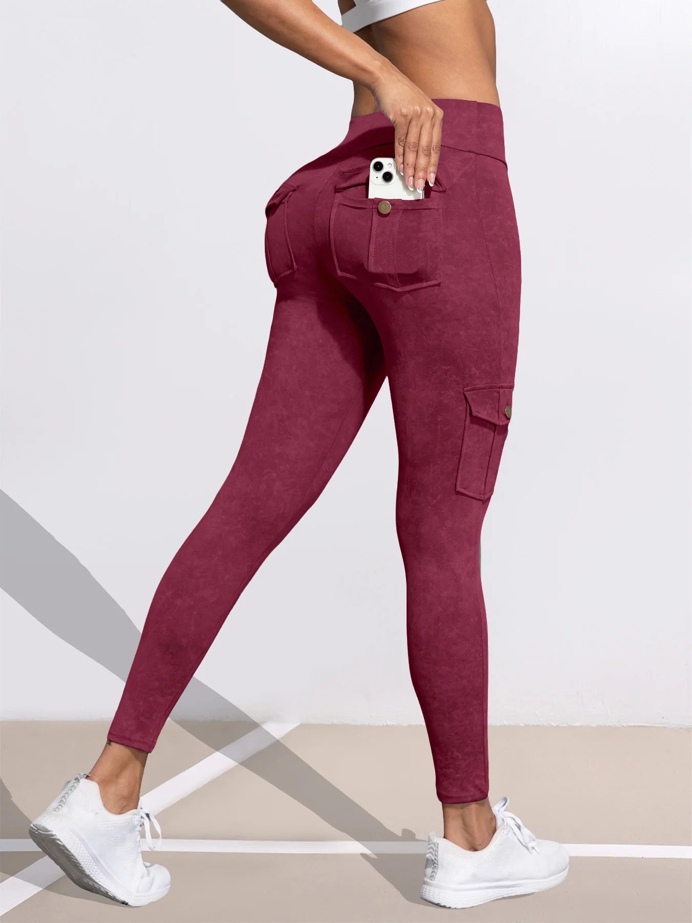 Washed Print Pocket Butt Lift Leggings