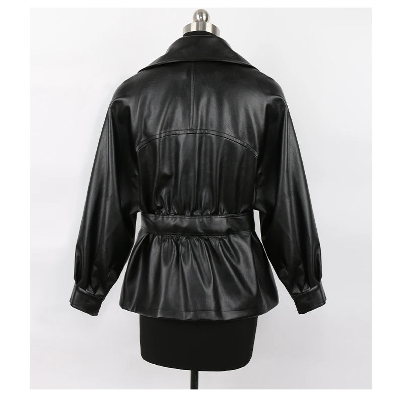 Fitted PU Leather Short Jacket