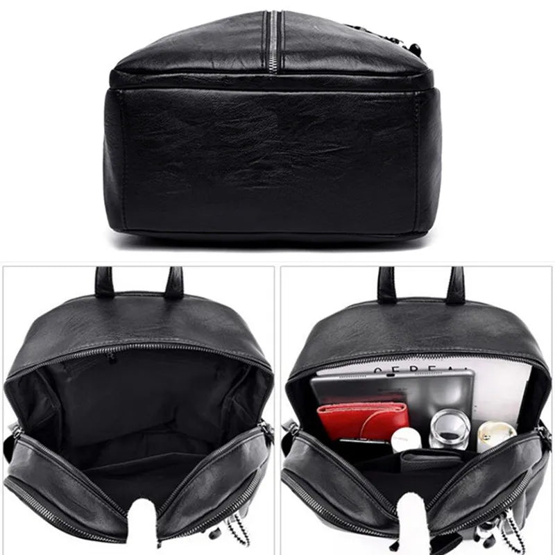 Vintage PU Leather Large Capacity Women’s Travel Backpack