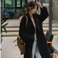 Plus Size Elegant Woolen Coat, Knee-Length, Korean Style