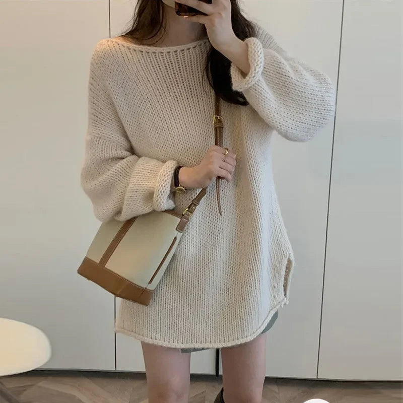 Korean Style Idle Knitted Sweater Slimming Long Sleeve Loose Fit