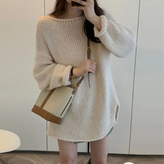 Korean Style Idle Knitted Sweater Slimming Long Sleeve Loose Fit