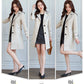 2025 New Suit Collar Trench Coat Spring And Autumn Fashionable Mid Length Jacket Female Double Layered Outwear White Windbreaker