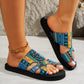 Ethnic Platform Open Toe Slippers.