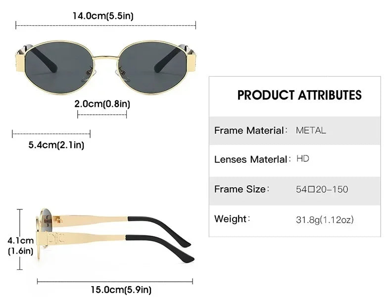 Luxury Metal Oval Sunglasses
