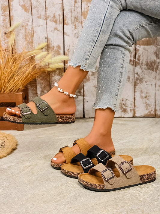 Vintage Double Strap Slip-On Mules