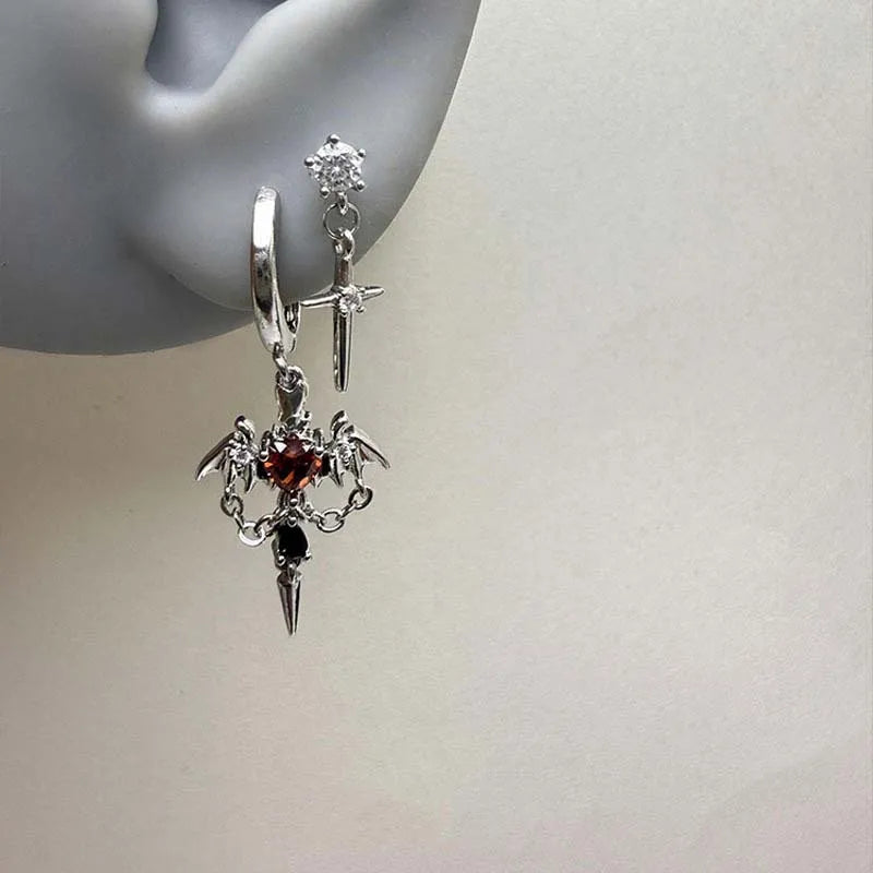 Punk Heart Wings Drop Earrings