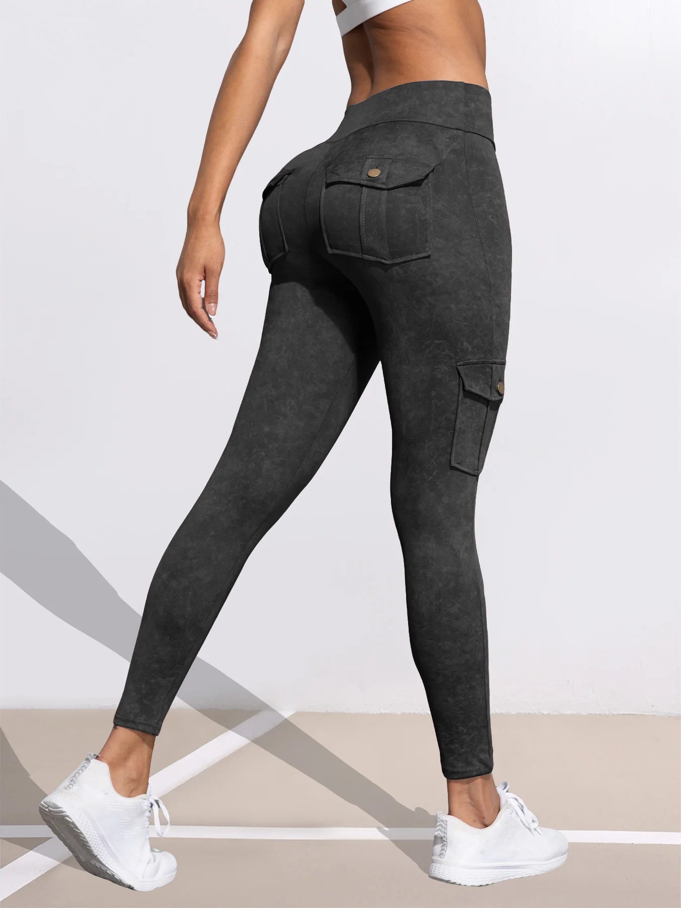 Washed Print Pocket Butt Lift Leggings