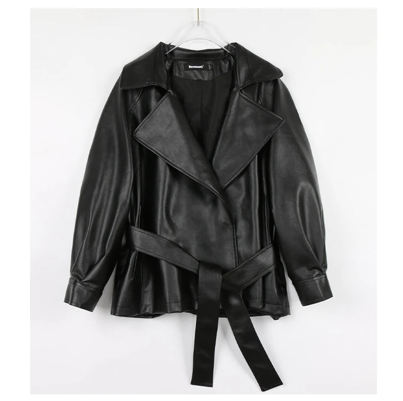 Fitted PU Leather Short Jacket