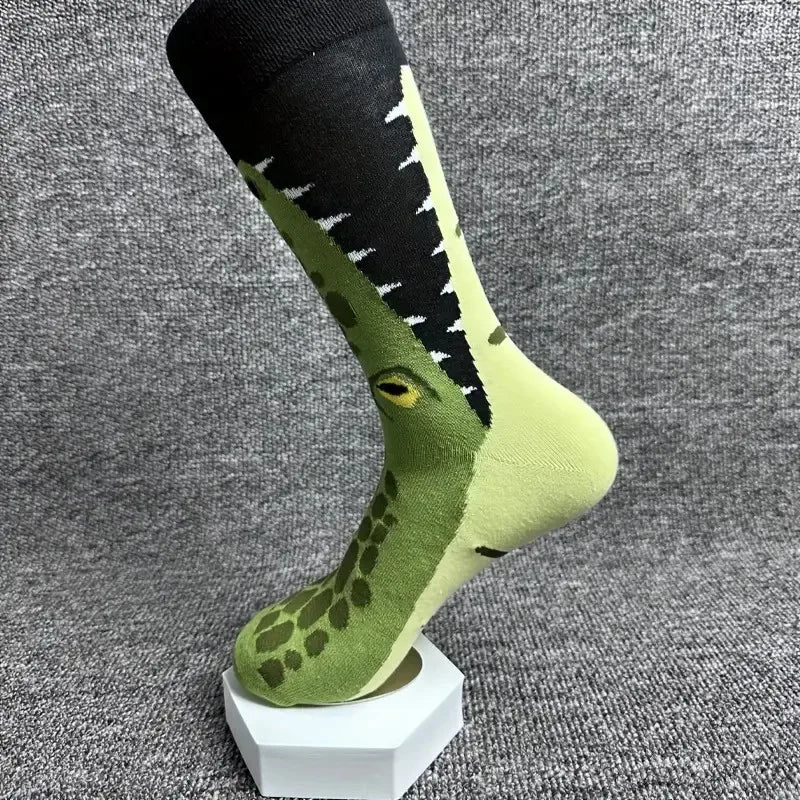 Asymmetrical Crocodile Cotton Socks