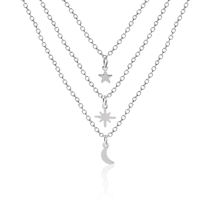 Star Moon Layered Alloy Necklace