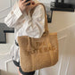 French Style Large Straw Beach Tote Bag