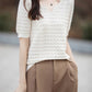 100% Cotton V-Neck Knit Tee