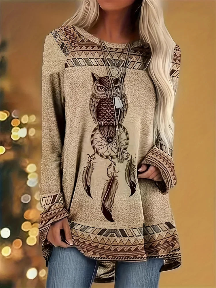 Retro Dreamcatcher Print Long Sleeve Tee