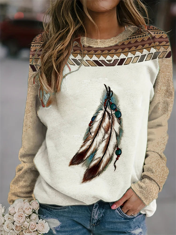 Retro Dreamcatcher Print Long Sleeve Tee