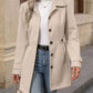 Plus-size Elegant Woolen Coat for Autumn and Winter - Lapel, Button Detail, Slim-Fitting