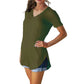 V-Neck Short Sleeve Arc Hem Top