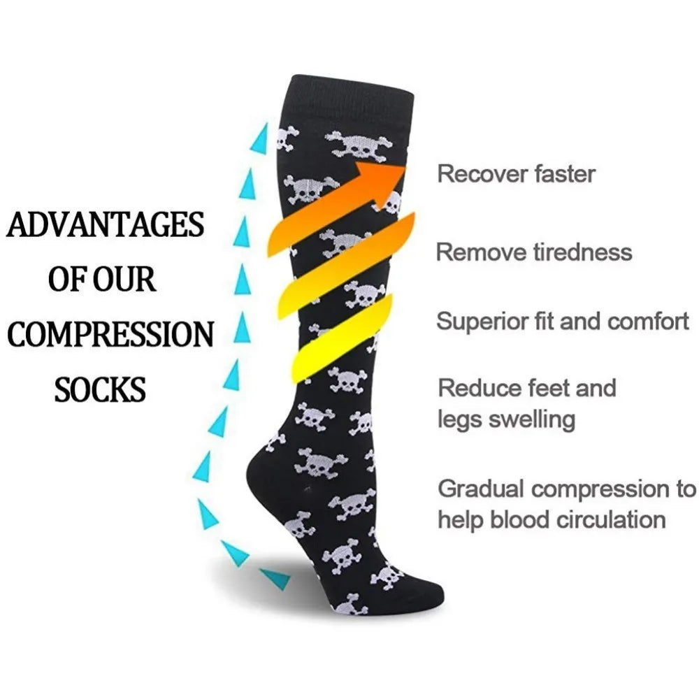 Skull Print Compression Socks