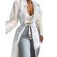 Sheer Thin Lightweight Windbreaker Women Sunscreen Clothes Lapel Single Breasted Long Coat With Belt Large Size Jackets Trench