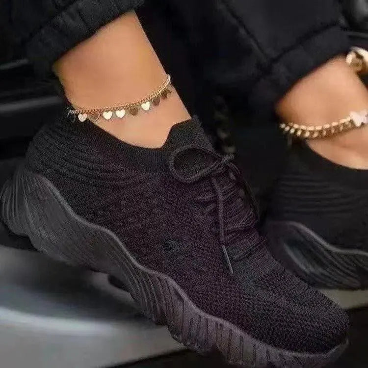 Breathable Lace-Up Sock Sneakers