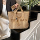 French Style Large Straw Beach Tote Bag