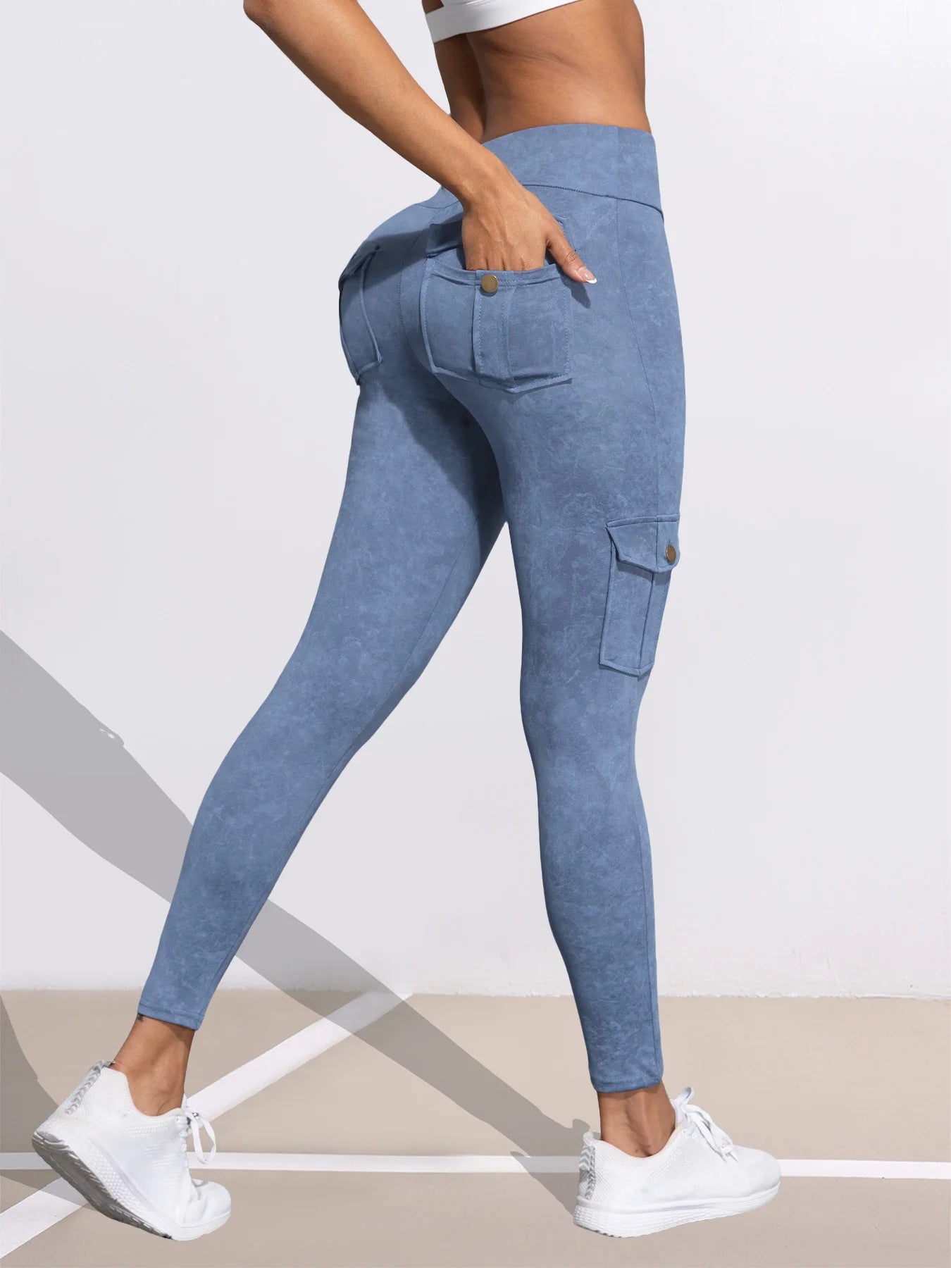 Washed Print Pocket Butt Lift Leggings