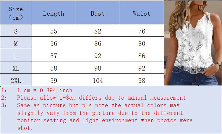 V-Neck Printed Summer Tank Top