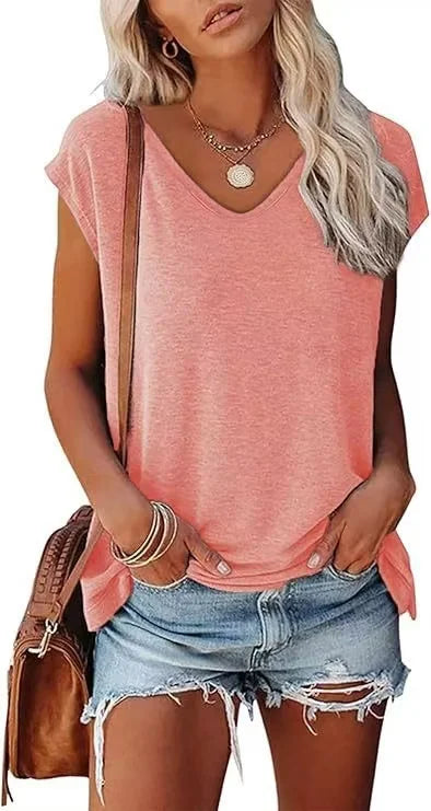 Casual Batwing Sleeve V-Neck Tee