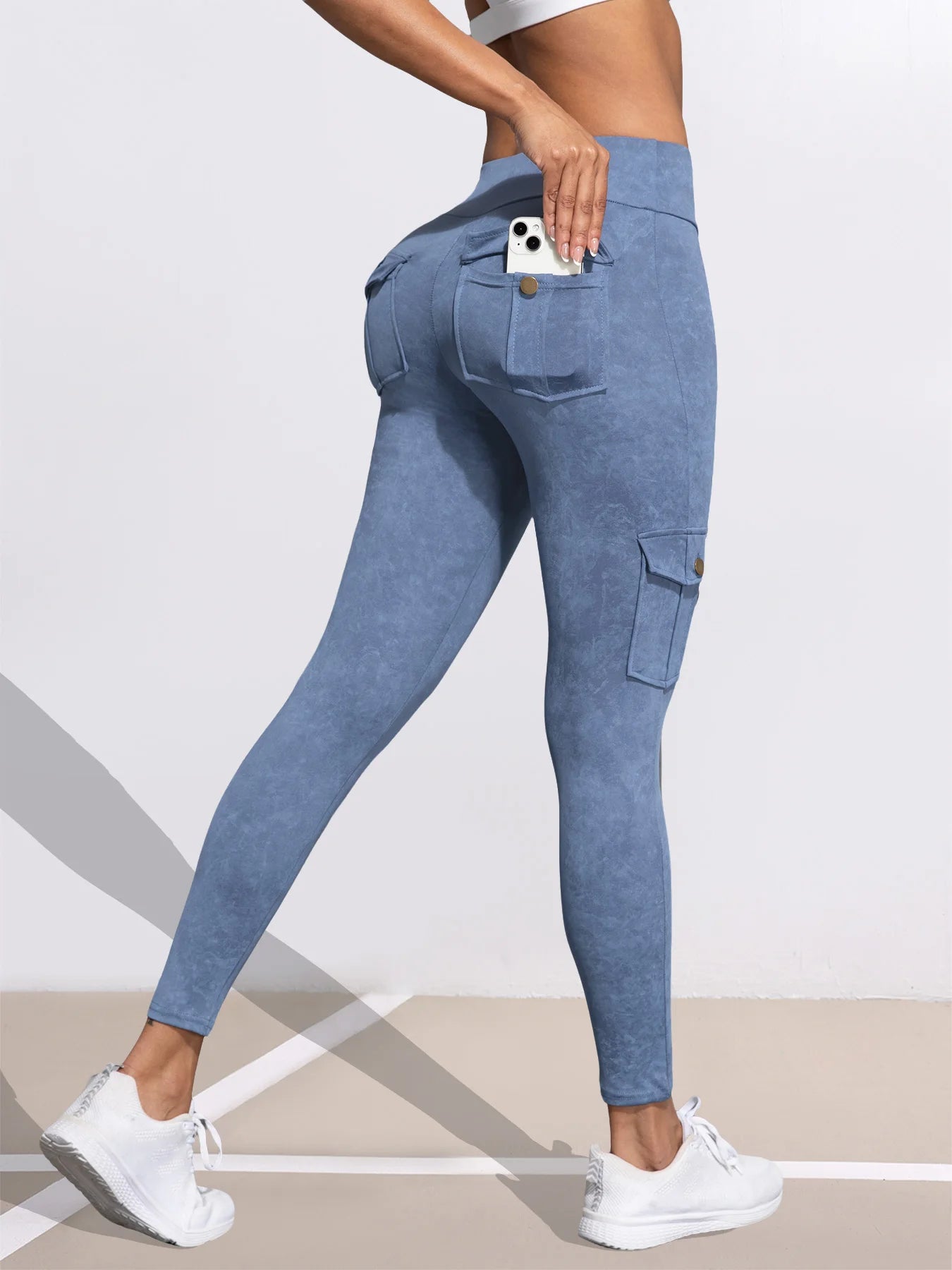 Washed Print Pocket Butt Lift Leggings