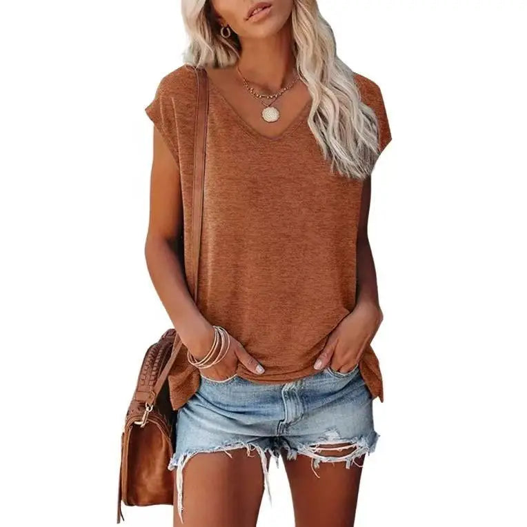 Casual Batwing Sleeve V-Neck Tee