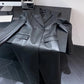 Lautaro Spring Autumn Extra Long Black Loose Pu Leather Trench Coat for Women Shoulder Pads Double Breasted Faux Leather Blazer