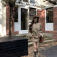 Kaki Color British Style Women's Short Coat Waist Cinched Outerwear Spring Fashion Polyester Fiber Long Sleeve Buttoned Jacket
