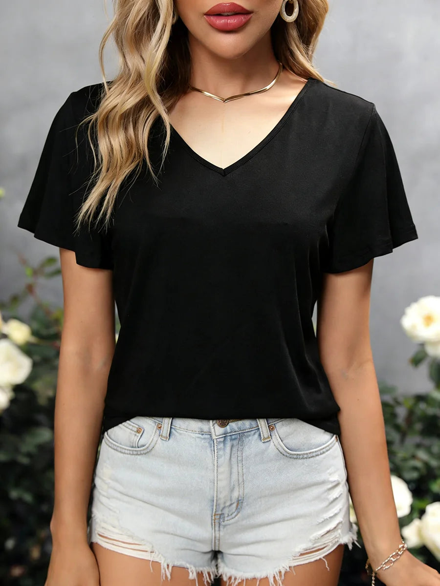 Crisscross Back V-Neck Twist Tee