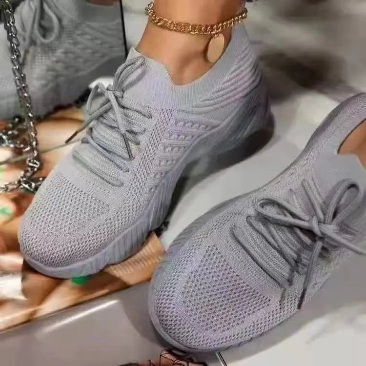 Breathable Lace-Up Sock Sneakers