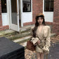 Kaki Color British Style Women's Short Coat Waist Cinched Outerwear Spring Fashion Polyester Fiber Long Sleeve Buttoned Jacket