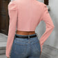 European and American fashion versatile long sleeved short cardigan casual suit jacket top