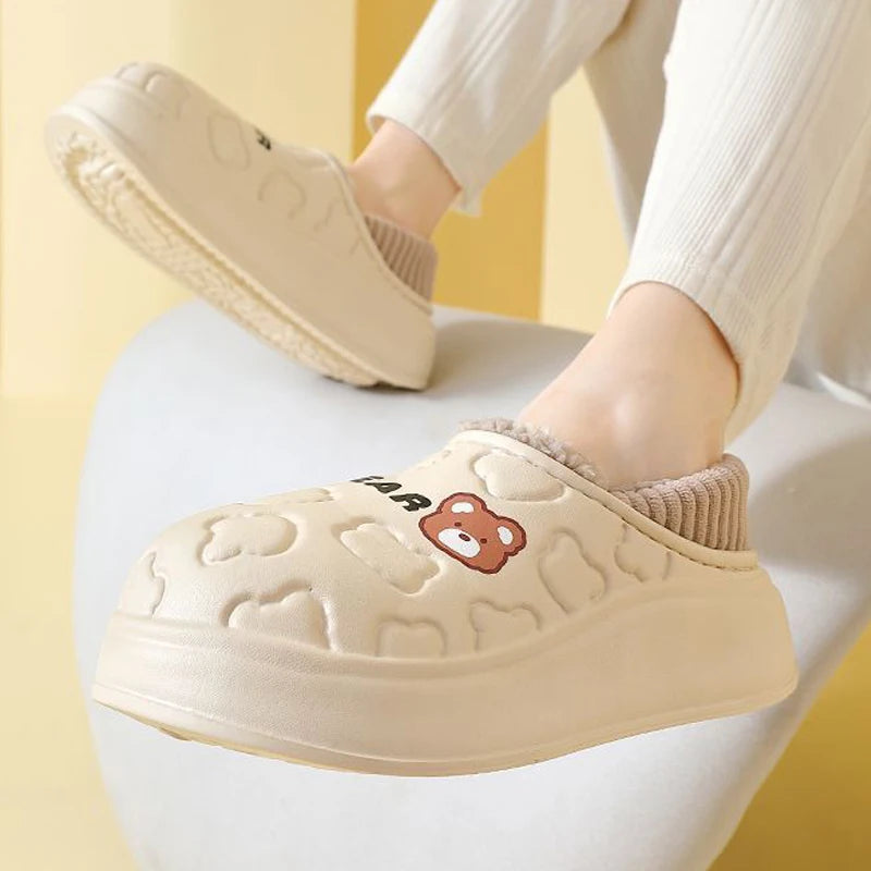 Waterproof Plush Cotton Slippers