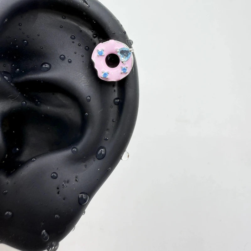 Pink Heart Wings Piercing Earring