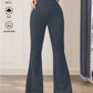 Solid Color Casual Women's High Waist Yoga Bootcut Trousers